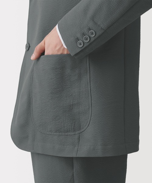 無印良品(ムジルシリョウヒン)の「紳士 風を通すストレッチサッカージャケット(その他アウター・メンズ・ダークネイビー/ブラック/グレー系・S/M/L/XL)」の12枚目の写真