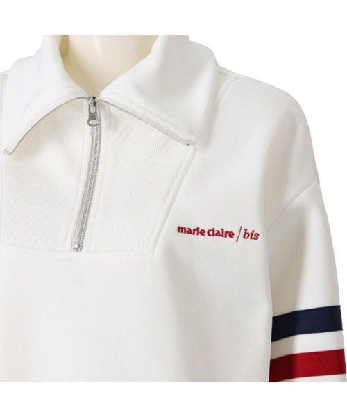 marie claire bis(マリクレール ビス)の「marie claire/bis UVハーフジップトップス(Tシャツ/カットソー・レディース・オフホワイト/ネイビー・MEDIUM/LARGE/LL/3L)」の9枚目の写真