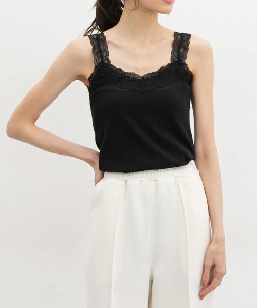 Honeys（ハニーズ）の「【吸水速乾・ＵＶカット】テレコレースキャミソール（キャミソール・レディース・スミクロ/オフホワイト/アイボリー/サックスブルー/ピンク系その他/ブラック/キャメル・L/LL/M/S）」の14枚目の写真