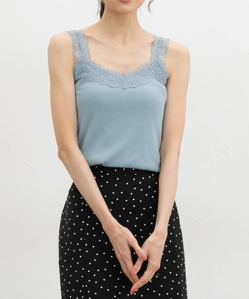 Honeys（ハニーズ）の「【吸水速乾・ＵＶカット】テレコレースキャミソール（キャミソール・レディース・スミクロ/オフホワイト/アイボリー/サックスブルー/ピンク系その他/ブラック/キャメル・L/LL/M/S）」の17枚目の写真