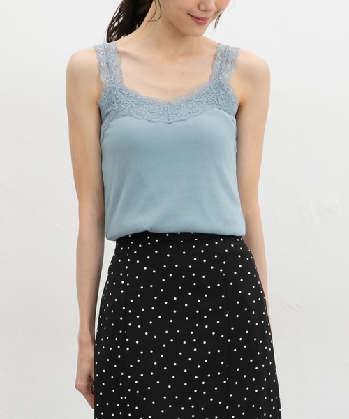 Honeys（ハニーズ）の「【吸水速乾・ＵＶカット】テレコレースキャミソール（キャミソール・レディース・スミクロ/オフホワイト/アイボリー/サックスブルー/ピンク系その他/ブラック/キャメル・L/LL/M/S）」の18枚目の写真