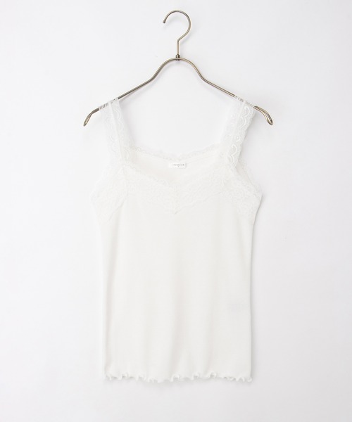 Honeys（ハニーズ）の「【吸水速乾・ＵＶカット】テレコレースキャミソール（キャミソール・レディース・スミクロ/オフホワイト/アイボリー/サックスブルー/ピンク系その他/ブラック/キャメル・L/LL/M/S）」の11枚目の写真