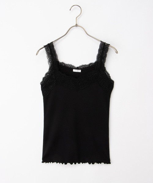 Honeys（ハニーズ）の「【吸水速乾・ＵＶカット】テレコレースキャミソール（キャミソール・レディース・スミクロ/オフホワイト/アイボリー/サックスブルー/ピンク系その他/ブラック/キャメル・L/LL/M/S）」の15枚目の写真