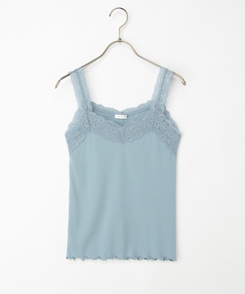 Honeys（ハニーズ）の「【吸水速乾・ＵＶカット】テレコレースキャミソール（キャミソール・レディース・スミクロ/オフホワイト/アイボリー/サックスブルー/ピンク系その他/ブラック/キャメル・L/LL/M/S）」の19枚目の写真