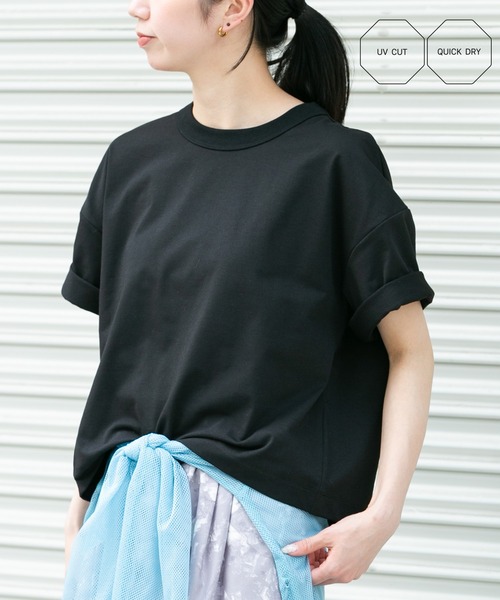 EKAL(エカル)の「DRY OUT SHORT LENGTH T-SHIRTS(Tシャツ/カットソー・レディース・ホワイト/ピンク/アイボリー/チャコールグレー/ブラウン/ブラック・ONE)」の3枚目の写真
