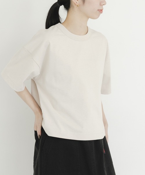 EKAL(エカル)の「DRY OUT SHORT LENGTH T-SHIRTS(Tシャツ/カットソー・レディース・ホワイト/ピンク/アイボリー/チャコールグレー・ONE)」の13枚目の写真