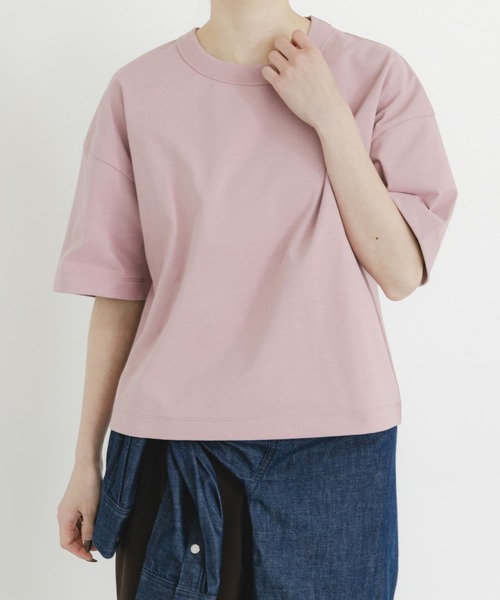 EKAL（エカル）の「DRY OUT SHORT LENGTH T-SHIRTS（Tシャツ/カットソー・レディース・ホワイト/ピンク/アイボリー/チャコールグレー・ONE）」の21枚目の写真