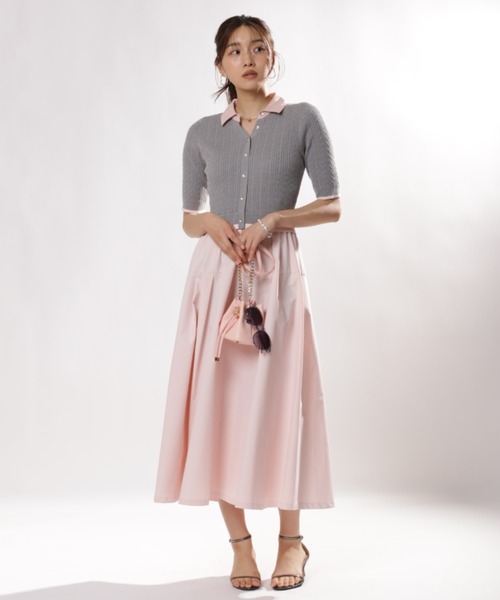 JUSGLITTY(ジャスグリッティー)の「5分袖スキッパーケーブルドッキングワンピース(ワンピース・レディース・グレー・1/2)」の10枚目の写真