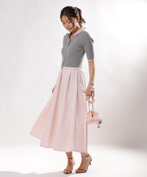 JUSGLITTY(ジャスグリッティー)の「5分袖スキッパーケーブルドッキングワンピース(ワンピース・レディース・グレー・1/2)」の9枚目の写真