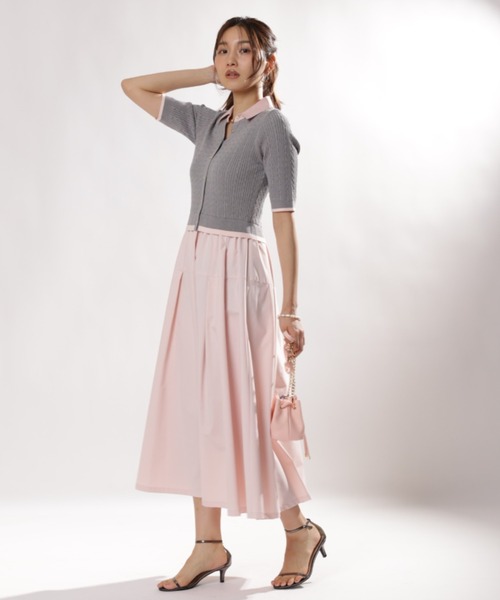 JUSGLITTY(ジャスグリッティー)の「5分袖スキッパーケーブルドッキングワンピース(ワンピース・レディース・グレー・1/2)」の7枚目の写真