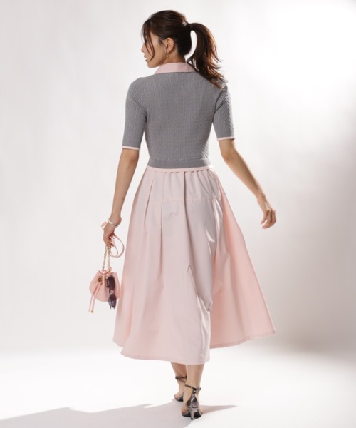 JUSGLITTY(ジャスグリッティー)の「5分袖スキッパーケーブルドッキングワンピース(ワンピース・レディース・グレー・1/2)」の6枚目の写真