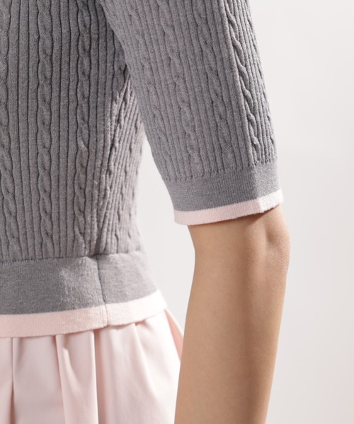 JUSGLITTY(ジャスグリッティー)の「5分袖スキッパーケーブルドッキングワンピース(ワンピース・レディース・グレー・1/2)」の2枚目の写真