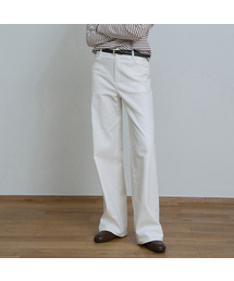 [W]ワイドエクリュバンディングデニムパンツ
