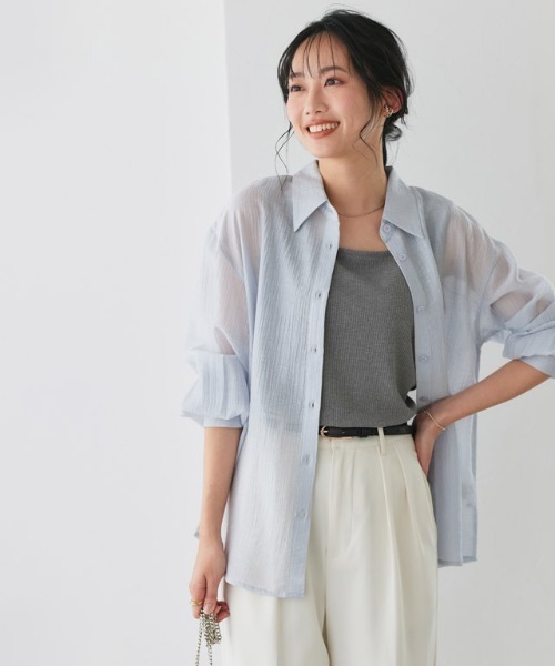 Pierrot（ピエロ）の「【TVスタイリスト りささんコラボアイテム】スクエアネック多機能リブタンクトップ（タンクトップ・レディース・杢グレー/モカ/キナリ・S/L/M）」の9枚目の写真