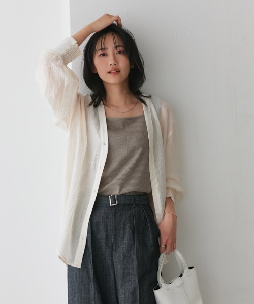 Pierrot（ピエロ）の「【TVスタイリスト りささんコラボアイテム】スクエアネック多機能リブタンクトップ（タンクトップ・レディース・杢グレー/モカ/キナリ・S/L/M）」の18枚目の写真