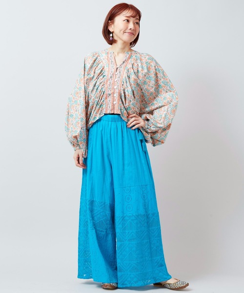 チャイハネ（チャイハネ）の「【チャイハネ】バサンタトップス（シャツ/ブラウス・レディース・ブラック/ネイビー/ホワイト・FREE）」の4枚目の写真