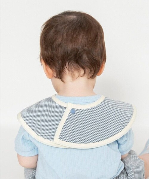 BRANSHES（ブランシェス）の「【ベビー】チェック柄まあるいスタイ（スタイ/よだれかけ・キッズ・ブルー/ブラウン・FREE）」の6枚目の写真