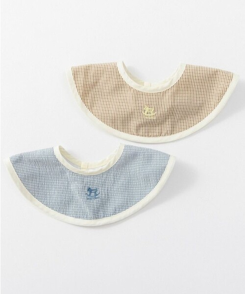 BRANSHES（ブランシェス）の「【ベビー】チェック柄まあるいスタイ（スタイ/よだれかけ・キッズ・ブルー/ブラウン・FREE）」の7枚目の写真