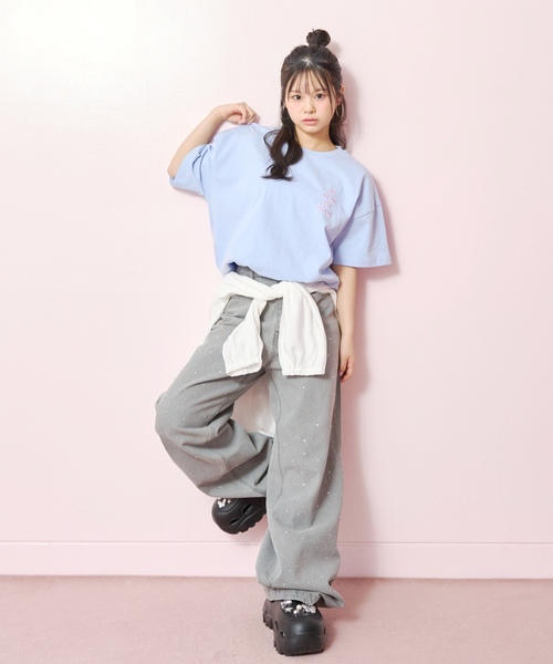 LOVETOXIC(ラブトキシック)の「【秒かわトップス】【GOODPRICE】【LTXC/綿100%】発泡バックハートロゴ半袖T(Tシャツ/カットソー・キッズ・イエロー/ネイビー/サックスブルー/オフホワイト・130cm/L:160cm/M:150cm/S:140cm)」の12枚目の写真