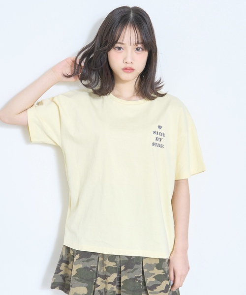 LOVETOXIC(ラブトキシック)の「【秒かわトップス】【GOODPRICE】【LTXC/綿100%】発泡バックハートロゴ半袖T(Tシャツ/カットソー・キッズ・イエロー/ネイビー/サックスブルー/オフホワイト・130cm/L:160cm/M:150cm/S:140cm)」の14枚目の写真