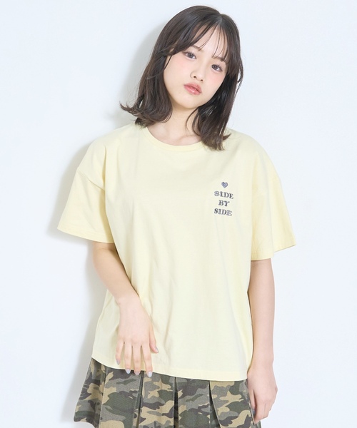 LOVETOXIC(ラブトキシック)の「【秒かわトップス】【GOODPRICE】【LTXC/綿100%】発泡バックハートロゴ半袖T(Tシャツ/カットソー・キッズ・イエロー/ネイビー/サックスブルー/オフホワイト・130cm/L:160cm/M:150cm/S:140cm)」の15枚目の写真