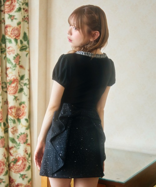 TITTY&CO.（ティティーアンドコー）の「ギンガムリボン半袖トップス（Tシャツ/カットソー・レディース・ホワイト/グレー/ブラック・FREE）」の17枚目の写真