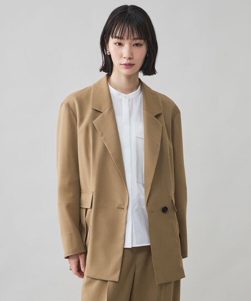 CAST:(キャストコロン)の「【CAST COLON】【着用しわ軽減】ウールブレンドメッシュジャケット(テーラードジャケット・レディース・グレー系その他2/ベージュ/ネイビー・M/S)」の1枚目の写真