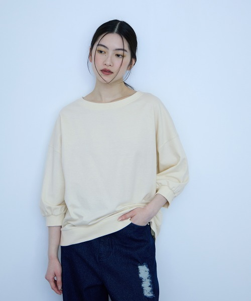 VICKY(ビッキー)の「【着回し抜群】マルチネックスウェット(Tシャツ/カットソー・レディース・ブルー/オフホワイト/イエロー/ネイビー/チャコールグレー・M)」の16枚目の写真