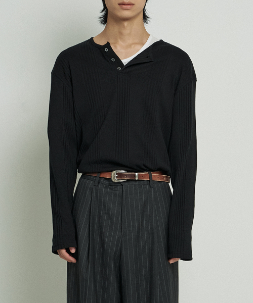 JUAN HOMME（ジュアンオム）の「ヘンリーネックロングスリーブTシャツ（ブラック）（Tシャツ/カットソー・メンズ・ブラック・SMALL/MEDIUM/LARGE）」の17枚目の写真