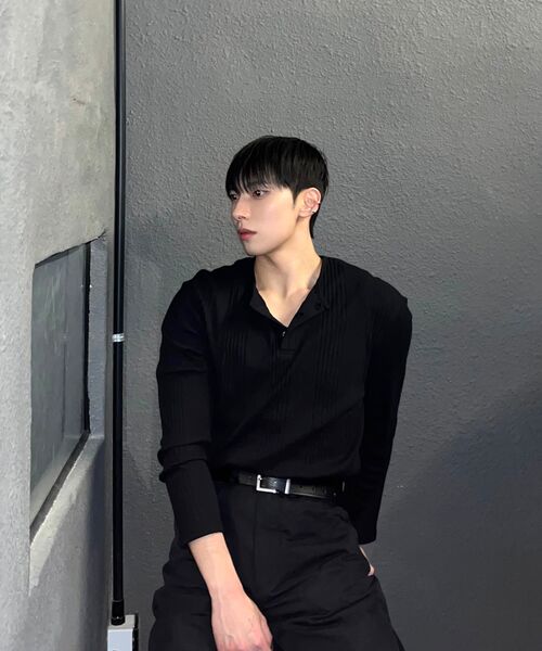 JUAN HOMME（ジュアンオム）の「ヘンリーネックロングスリーブTシャツ（ブラック）（Tシャツ/カットソー・メンズ・ブラック・SMALL/MEDIUM/LARGE）」の21枚目の写真