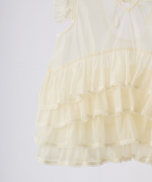 idem(イデム)の「sheer frill tiered blouse / ティアードノースリーブブラウス(シャツ/ブラウス・レディース・ブラック/アイボリー・FREE)」の22枚目の写真