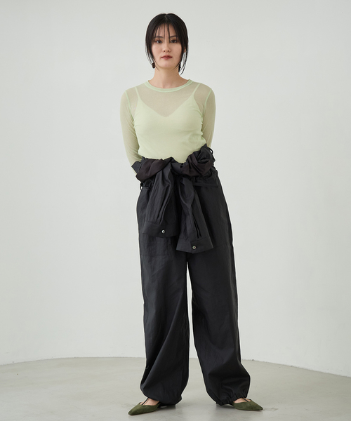 IENA LA BOUCLE（イエナラブークル）の「IENA LA BOUCLE オーガニックコットンタイプライターオールインワン（つなぎ/オールインワン・レディース・バーガンディー/ブラック・38/36）」の3枚目の写真