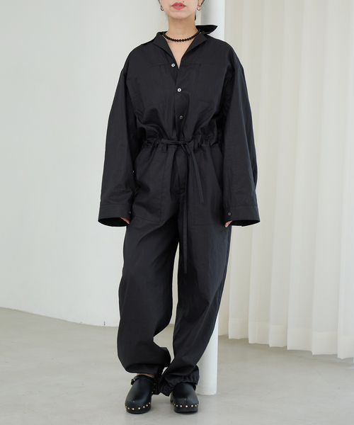 IENA LA BOUCLE（イエナラブークル）の「IENA LA BOUCLE オーガニックコットンタイプライターオールインワン（つなぎ/オールインワン・レディース・バーガンディー/ブラック・38/36）」の7枚目の写真