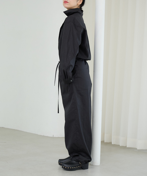 IENA LA BOUCLE（イエナラブークル）の「IENA LA BOUCLE オーガニックコットンタイプライターオールインワン（つなぎ/オールインワン・レディース・バーガンディー/ブラック・38/36）」の8枚目の写真