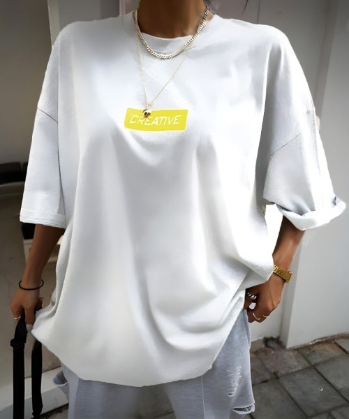 Dalfwin(ダールフィン)の「韓国ファッション CREATIVEドッキング配色コットン×ナイロン半袖Tシャツ(Tシャツ/カットソー・レディース・ホワイト/ブラック/グレー・FREE)」の6枚目の写真