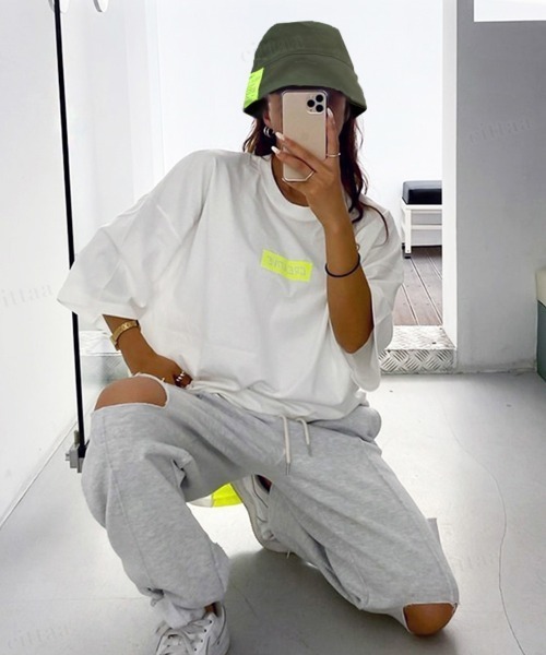 Dalfwin(ダールフィン)の「韓国ファッション CREATIVEドッキング配色コットン×ナイロン半袖Tシャツ(Tシャツ/カットソー・レディース・ホワイト/ブラック/グレー・FREE)」の5枚目の写真