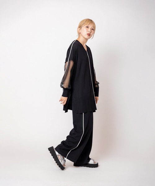 OSMOSIS(オズモーシス)の「配色ラインニットパンツ(その他パンツ・レディース・チャコール/ライトグレー/ブラック・ONE SIZE)」の15枚目の写真