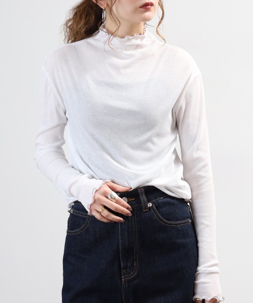 BRODIAEA(ブローディア)の「BRODIAEA シアーテレコメロウボトルネック 長袖(Tシャツ/カットソー・レディース・オフホワイト/ブラック・40)」の17枚目の写真
