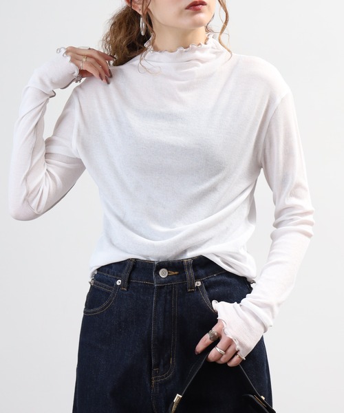BRODIAEA(ブローディア)の「BRODIAEA シアーテレコメロウボトルネック 長袖(Tシャツ/カットソー・レディース・オフホワイト/ブラック・40)」の18枚目の写真