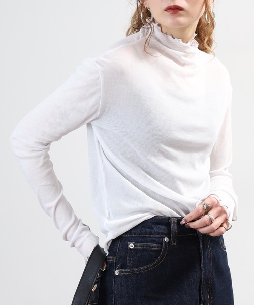 BRODIAEA(ブローディア)の「BRODIAEA シアーテレコメロウボトルネック 長袖(Tシャツ/カットソー・レディース・オフホワイト/ブラック・40)」の20枚目の写真