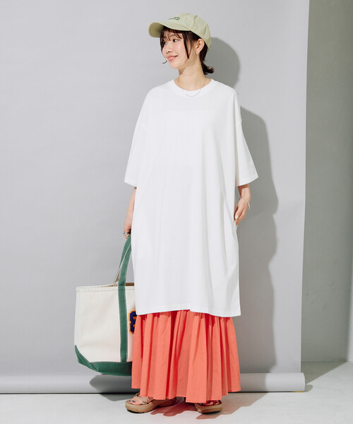 FREAK'S STORE(フリークスストア)の「限定展開 <接触冷感・吸水速乾・UVカット・抗菌・防臭>STORATECH(ストラテック) ビッグ Tシャツ 半袖 ミニワンピース(ワンピース・レディース・ブラック/オフホワイト/その他13/ブラウン/ネイビー/ベージュ・フリ-)」の12枚目の写真
