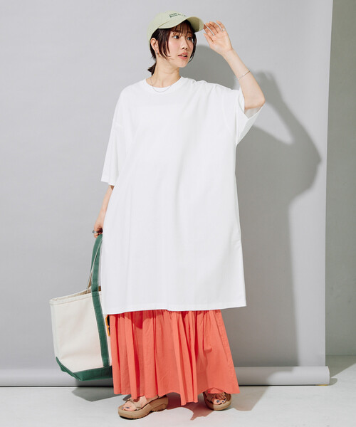 FREAK'S STORE(フリークスストア)の「限定展開 <接触冷感・吸水速乾・UVカット・抗菌・防臭>STORATECH(ストラテック) ビッグ Tシャツ 半袖 ミニワンピース(ワンピース・レディース・ブラック/オフホワイト/その他13/ブラウン/ネイビー/ベージュ・フリ-)」の15枚目の写真