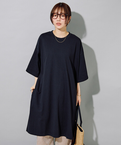 FREAK'S STORE(フリークスストア)の「限定展開 <接触冷感・吸水速乾・UVカット・抗菌・防臭>STORATECH(ストラテック) ビッグ Tシャツ 半袖 ミニワンピース(ワンピース・レディース・ブラック/オフホワイト/その他13/ブラウン/ネイビー/ベージュ・フリ-)」の14枚目の写真