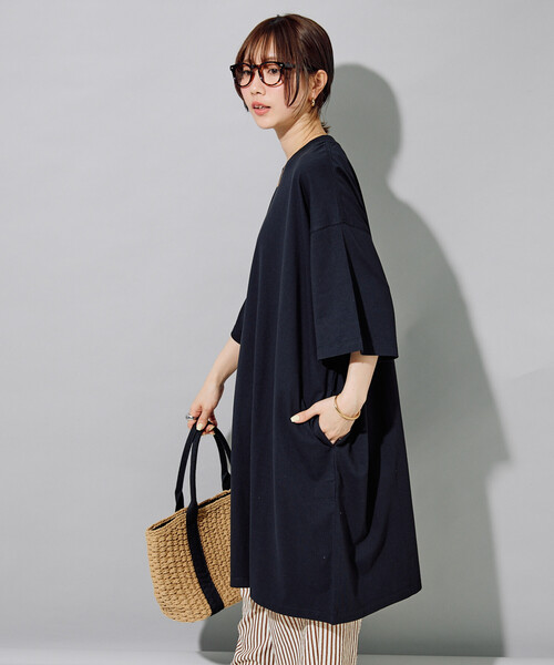 FREAK'S STORE(フリークスストア)の「限定展開 <接触冷感・吸水速乾・UVカット・抗菌・防臭>STORATECH(ストラテック) ビッグ Tシャツ 半袖 ミニワンピース(ワンピース・レディース・ブラック/オフホワイト/その他13/ブラウン/ネイビー/ベージュ・フリ-)」の15枚目の写真
