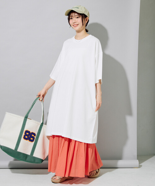 FREAK'S STORE(フリークスストア)の「限定展開 <接触冷感・吸水速乾・UVカット・抗菌・防臭>STORATECH(ストラテック) ビッグ Tシャツ 半袖 ミニワンピース(ワンピース・レディース・ブラック/オフホワイト/その他13/ブラウン/ネイビー/ベージュ・フリ-)」の2枚目の写真