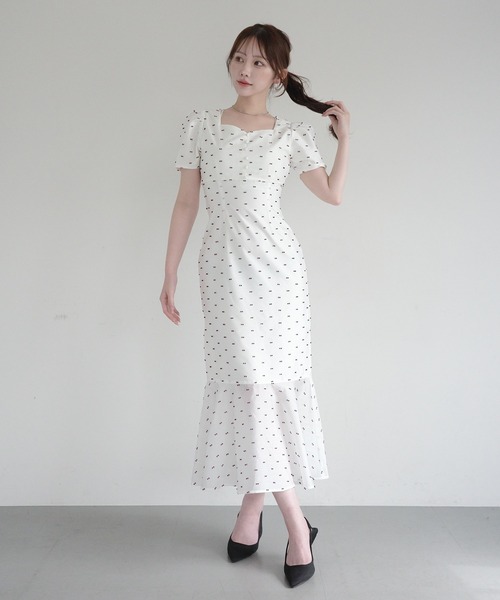 EIMY ISTOIRE(エイミーイストワール)の「CAMILLE DOT JACQUARD DRESS(ワンピース・レディース・ホワイト/ブラック・36/38)」の13枚目の写真