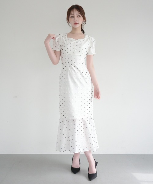 EIMY ISTOIRE(エイミーイストワール)の「CAMILLE DOT JACQUARD DRESS(ワンピース・レディース・ホワイト/ブラック・36/38)」の14枚目の写真