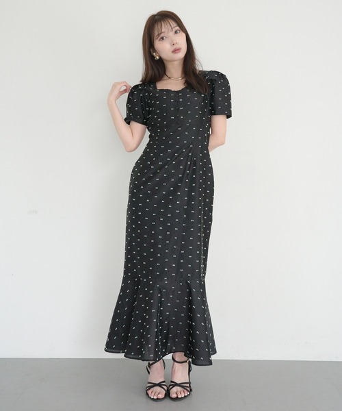 EIMY ISTOIRE(エイミーイストワール)の「CAMILLE DOT JACQUARD DRESS(ワンピース・レディース・ホワイト/ブラック・36/38)」の15枚目の写真