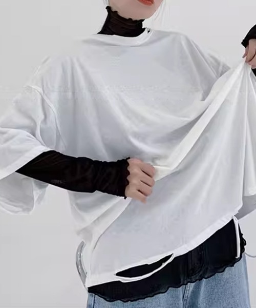 IRADOWL(アイラドール)の「メロウフリルバイカラーシアーカットソー(Tシャツ/カットソー・レディース・ホワイト/グリーン/オレンジ/イエロー/パープル/ブルー/ブラック・FREE)」の11枚目の写真