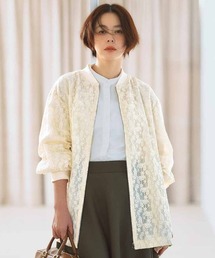 IEDIT（イディット）の「ＩＥＤＩＴ　進藤やす子さんとコラボ　レースが映えるミドル丈ブルゾン〈アイボリー〉（ブルゾン）」